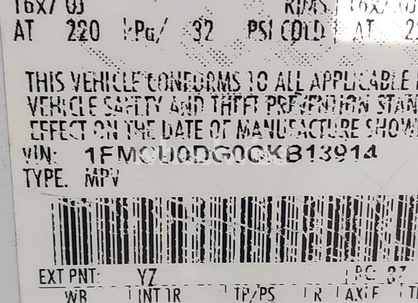 Photo 9 of 2012 Ford Escape XLT (VIN 1FMCU0DG0CKB13914)