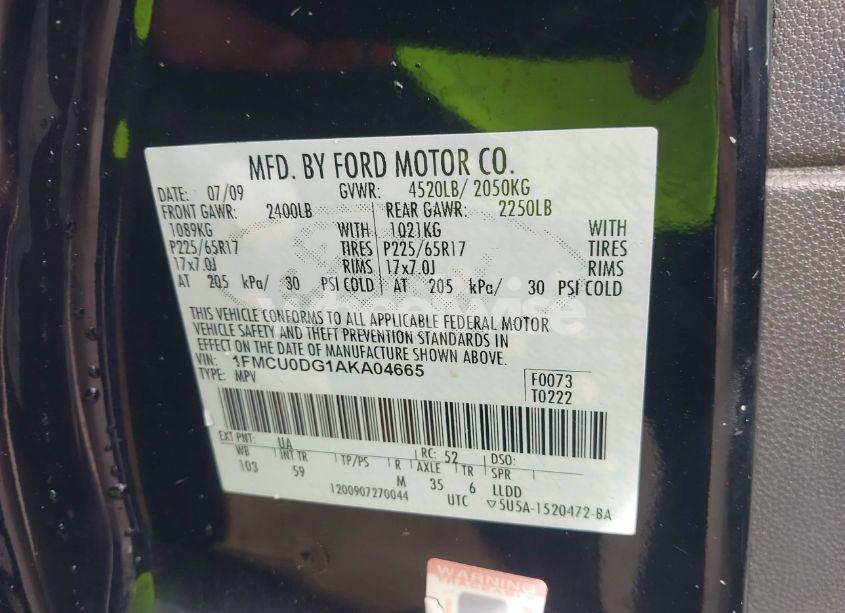 Photo 9 of 2010 Ford Escape XLT (VIN 1FMCU0DG1AKA04665)