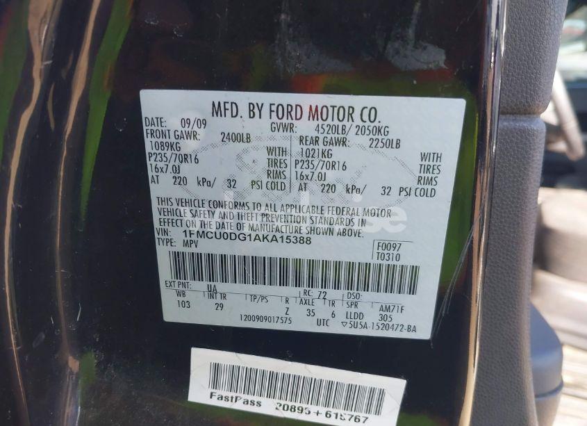 Photo 9 of 2010 Ford Escape XLT (VIN 1FMCU0DG1AKA15388)