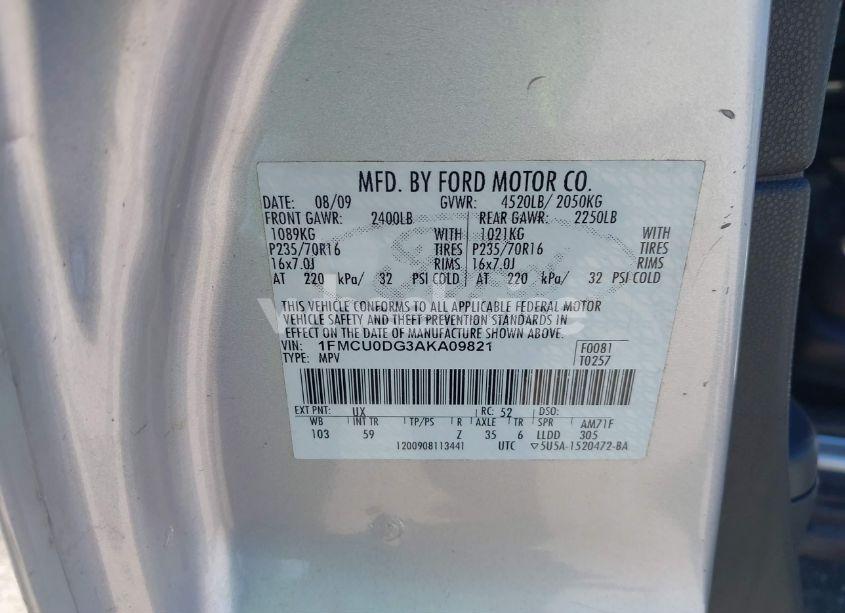 Photo 9 of 2010 Ford Escape XLT (VIN 1FMCU0DG3AKA09821)