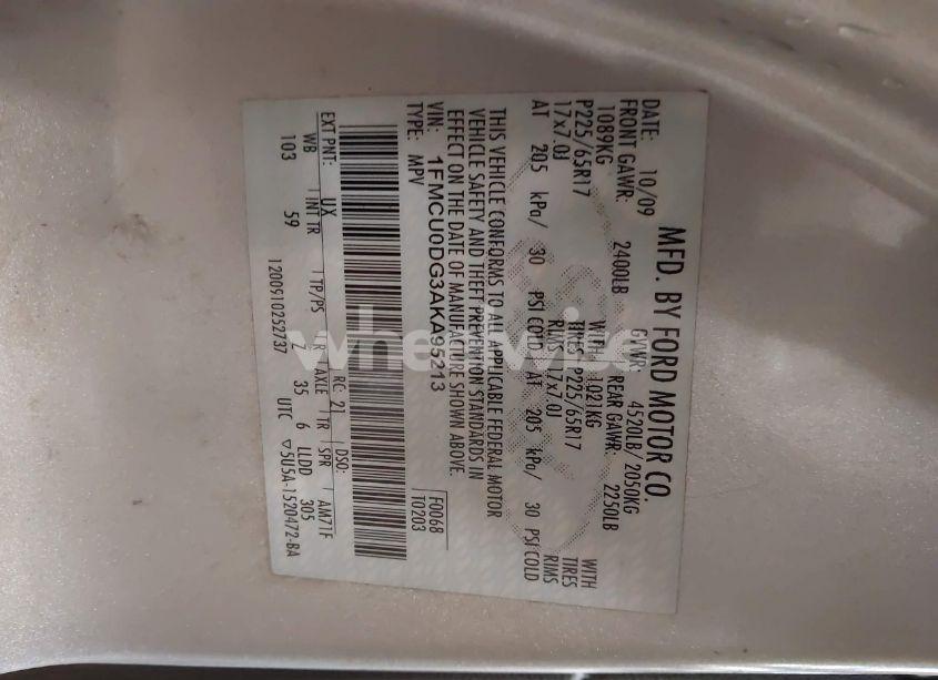 Photo 9 of 2010 Ford Escape XLT (VIN 1FMCU0DG3AKA95213)