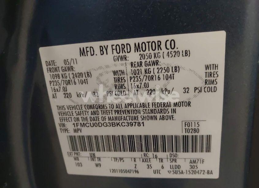 Photo 9 of 2011 Ford Escape XLT (VIN 1FMCU0DG3BKC39781)