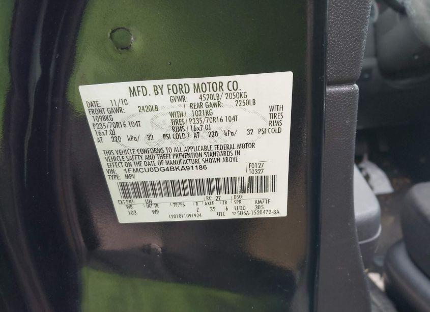 Photo 9 of 2011 Ford Escape XLT (VIN 1FMCU0DG4BKA91186)