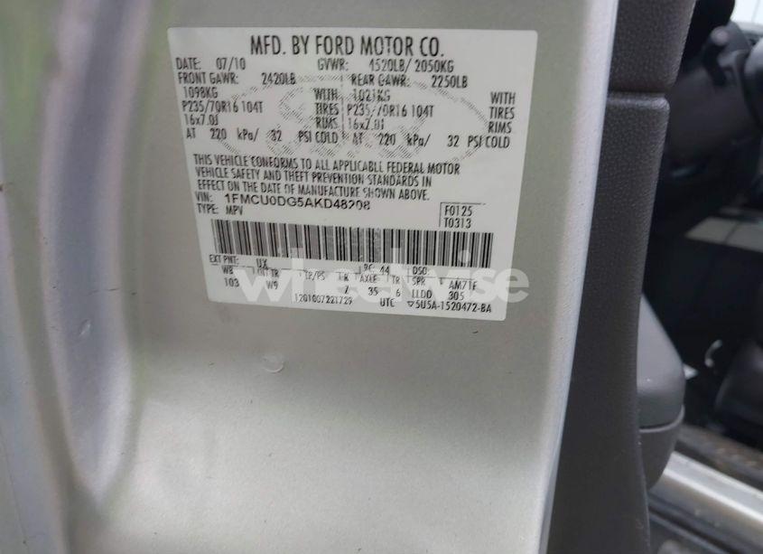 Photo 9 of 2010 Ford Escape XLT (VIN 1FMCU0DG5AKD48208)