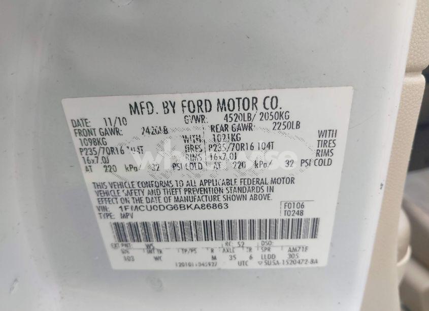 Photo 9 of 2011 Ford Escape XLT (VIN 1FMCU0DG6BKA86863)