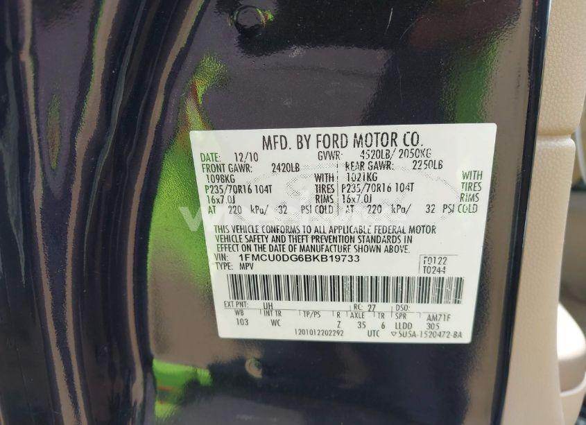 Photo 9 of 2011 Ford Escape XLT (VIN 1FMCU0DG6BKB19733)