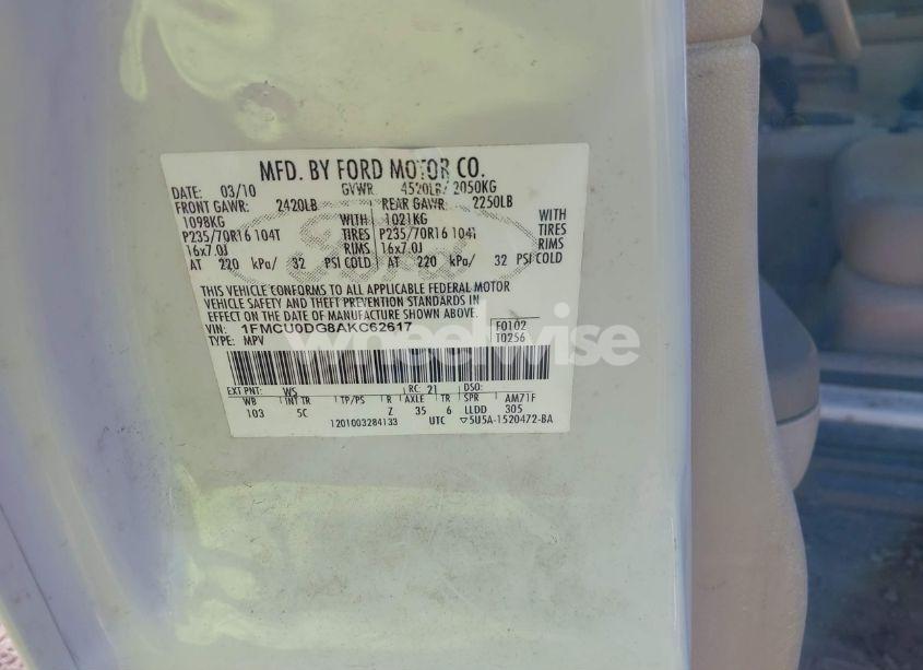 Photo 9 of 2010 Ford Escape XLT (VIN 1FMCU0DG8AKC62617)