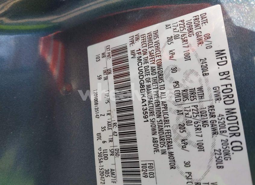 Photo 9 of 2011 Ford Escape XLT (VIN 1FMCU0DG8BKA13591)