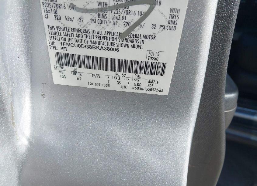 Photo 9 of 2011 Ford Escape XLT (VIN 1FMCU0DG8BKA38006)