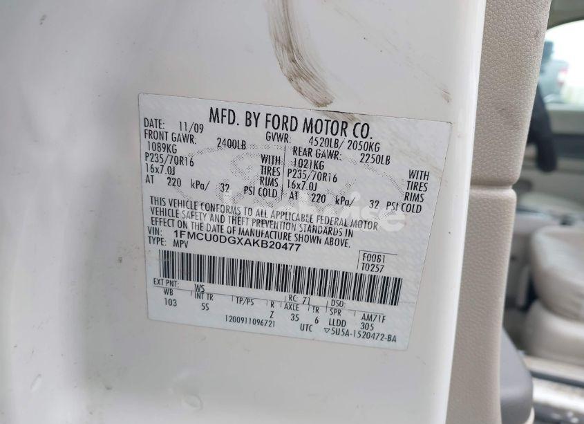 Photo 9 of 2010 Ford Escape XLT (VIN 1FMCU0DGXAKB20477)