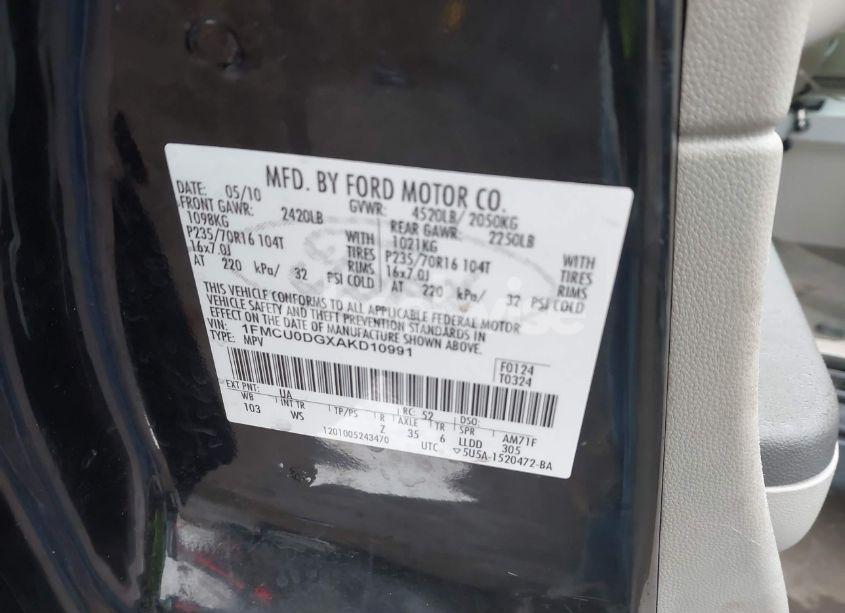 Photo 9 of 2010 Ford Escape XLT (VIN 1FMCU0DGXAKD10991)