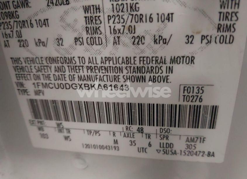 Photo 9 of 2011 Ford Escape XLT (VIN 1FMCU0DGXBKA61643)