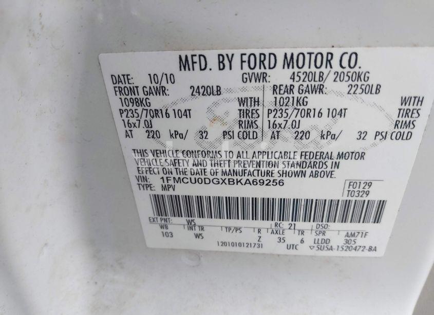 Photo 9 of 2011 Ford Escape XLT (VIN 1FMCU0DGXBKA69256)