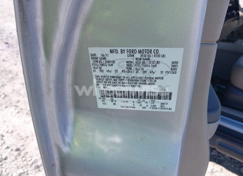 Photo 9 of 2011 Ford Escape XLT (VIN 1FMCU0DGXBKC59736)