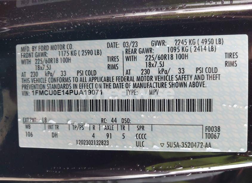 Photo 9 of 2023 Ford Escape PHEV (VIN 1FMCU0E14PUA19071)