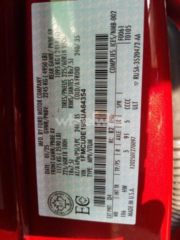 Photo 4 of 2025 FORD ESCAPE (VIN 1FMCU0E19SUA64354)