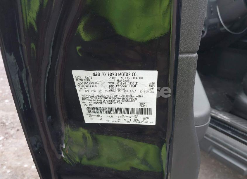 Photo 9 of 2012 Ford Escape LIMITED (VIN 1FMCU0E76CKC52539)