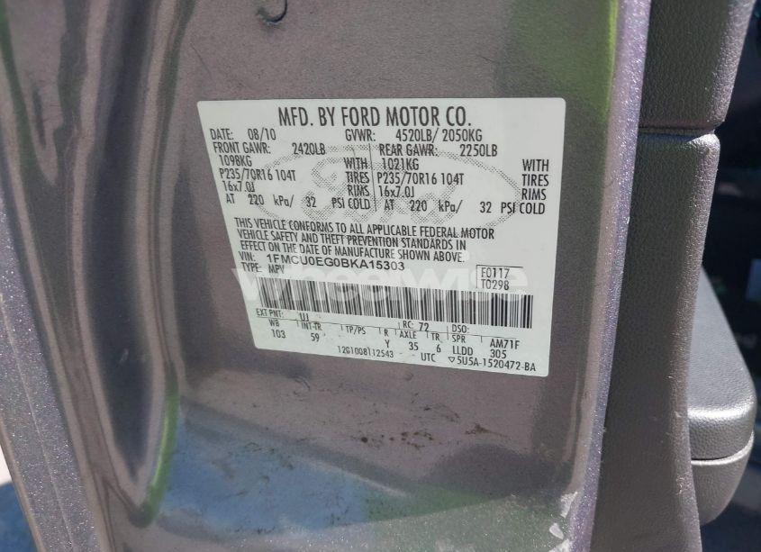 Photo 9 of 2011 Ford Escape LIMITED (VIN 1FMCU0EG0BKA15303)