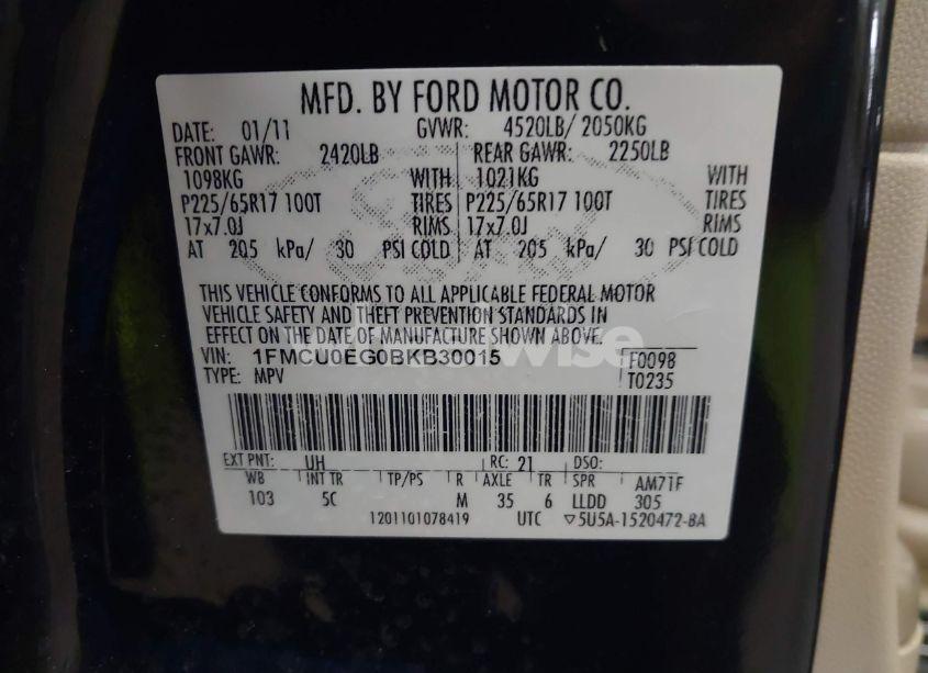 Photo 9 of 2011 Ford Escape LIMITED (VIN 1FMCU0EG0BKB30015)