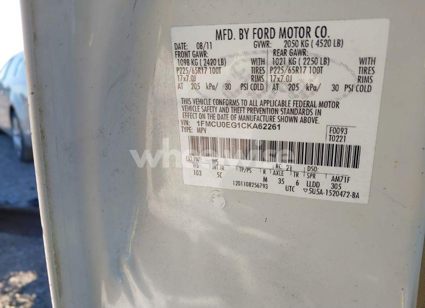 Photo 9 of 2012 Ford Escape LIMITED (VIN 1FMCU0EG1CKA62261)