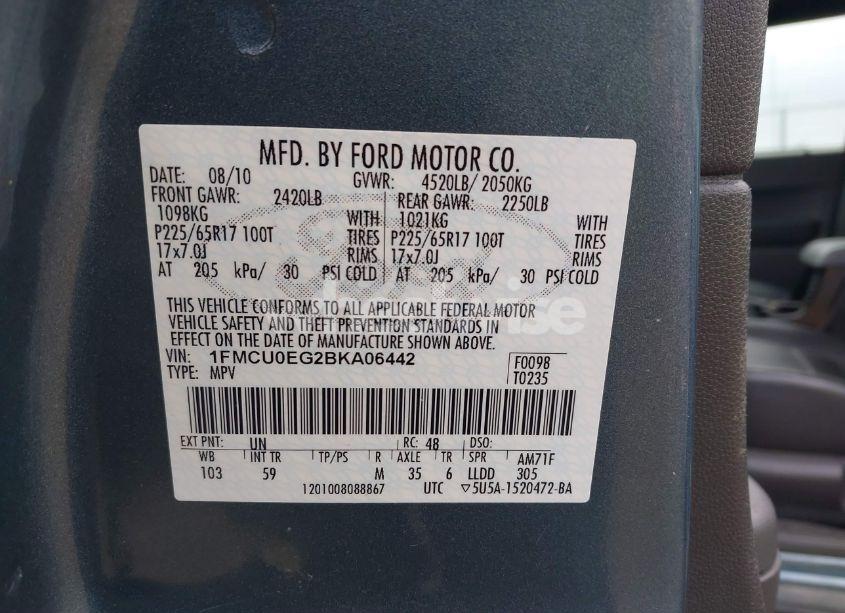 Photo 9 of 2011 Ford Escape LIMITED (VIN 1FMCU0EG2BKA06442)