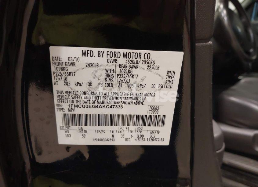 Photo 9 of 2010 Ford Escape LIMITED (VIN 1FMCU0EG4AKC47336)