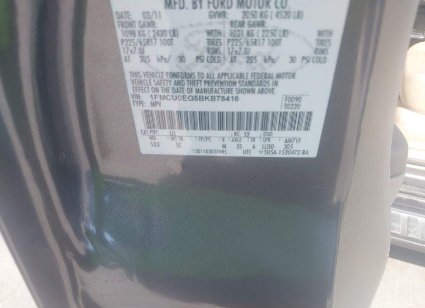 Photo 9 of 2011 Ford Escape LIMITED (VIN 1FMCU0EG5BKB78416)