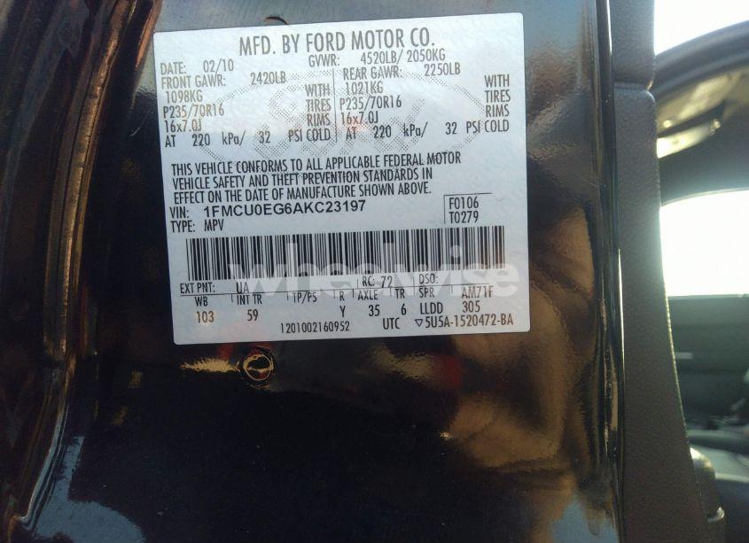 Photo 9 of 2010 Ford Escape LIMITED (VIN 1FMCU0EG6AKC23197)