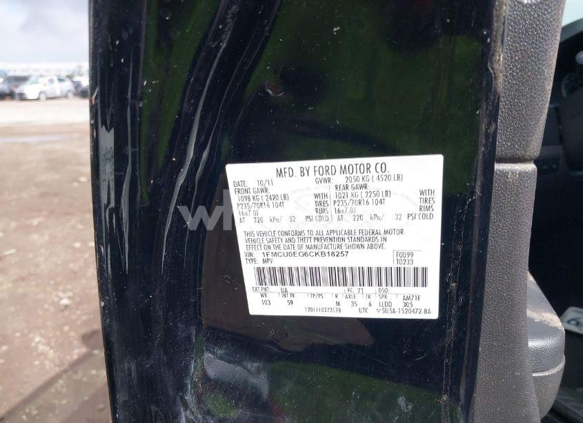 Photo 9 of 2012 Ford Escape LIMITED (VIN 1FMCU0EG6CKB18257)