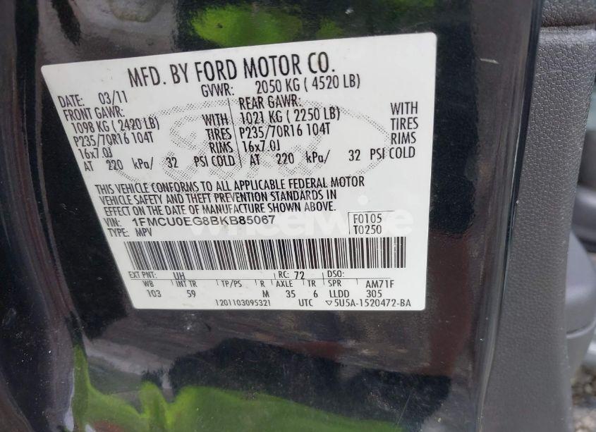 Photo 9 of 2011 Ford Escape LIMITED (VIN 1FMCU0EG8BKB85067)