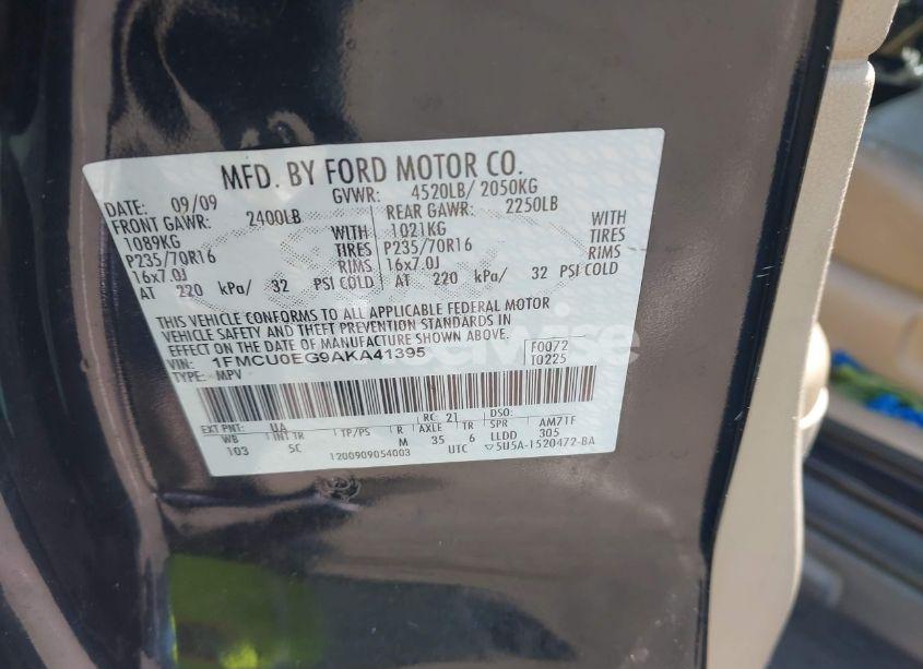 Photo 9 of 2010 Ford Escape LIMITED (VIN 1FMCU0EG9AKA41395)