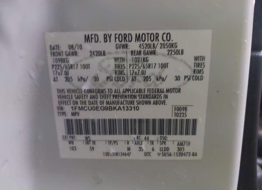 Photo 9 of 2011 Ford Escape (VIN 1FMCU0EG9BKA13310)