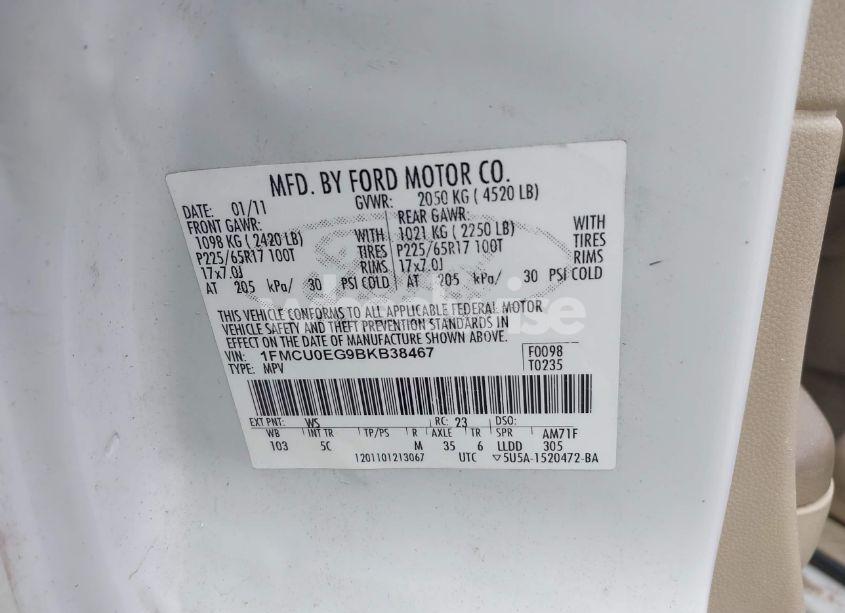 Photo 9 of 2011 Ford Escape LIMITED (VIN 1FMCU0EG9BKB38467)