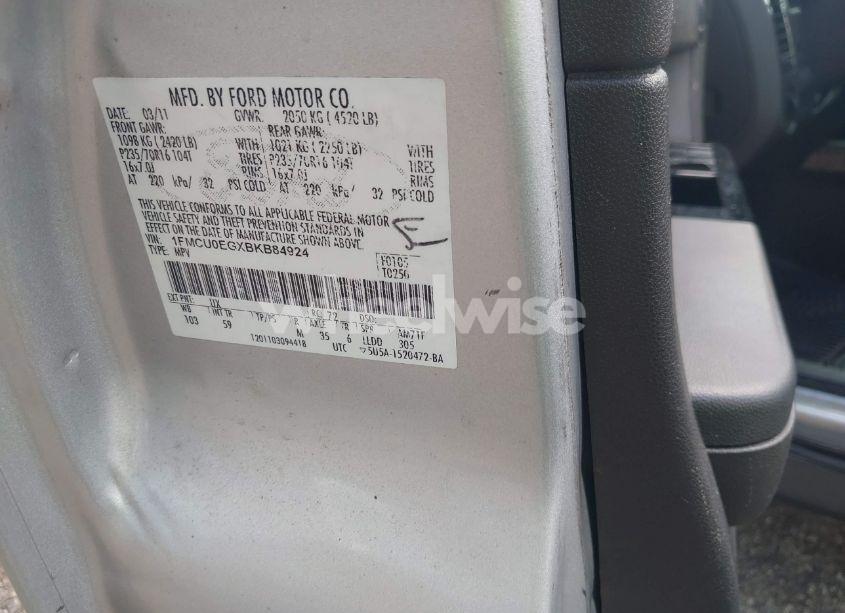Photo 9 of 2011 Ford Escape LIMITED (VIN 1FMCU0EGXBKB84924)