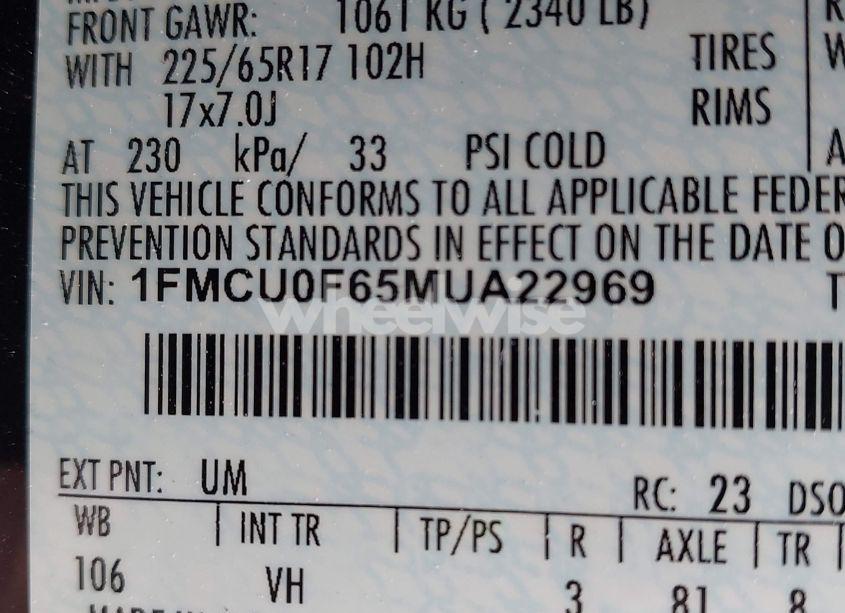 Photo 9 of 2021 Ford Escape S (VIN 1FMCU0F65MUA22969)