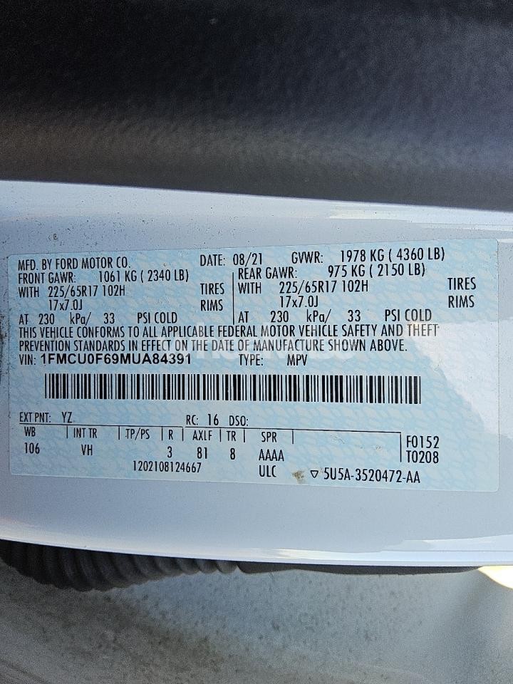 Photo 12 of 2021 FORD ESCAPE S (VIN 1FMCU0F69MUA84391)