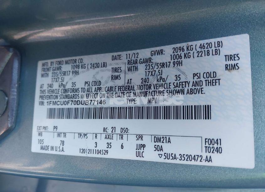 Photo 9 of 2013 Ford Escape S (VIN 1FMCU0F70DUB77146)