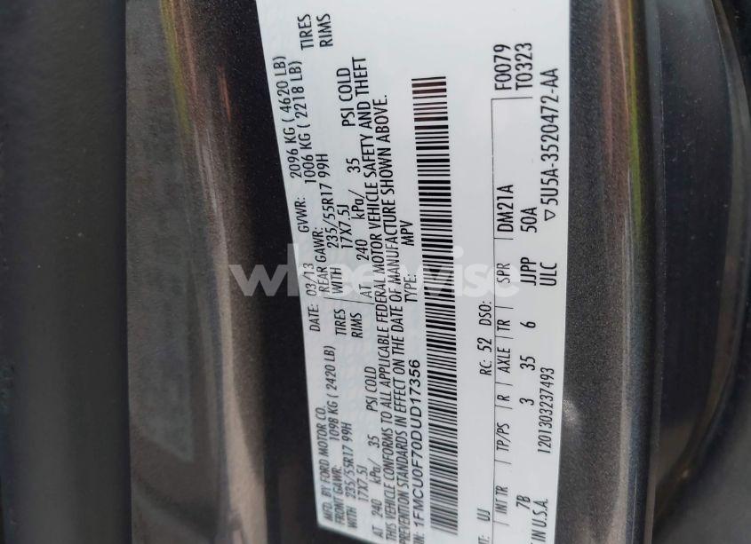 Photo 9 of 2013 Ford Escape S (VIN 1FMCU0F70DUD17356)