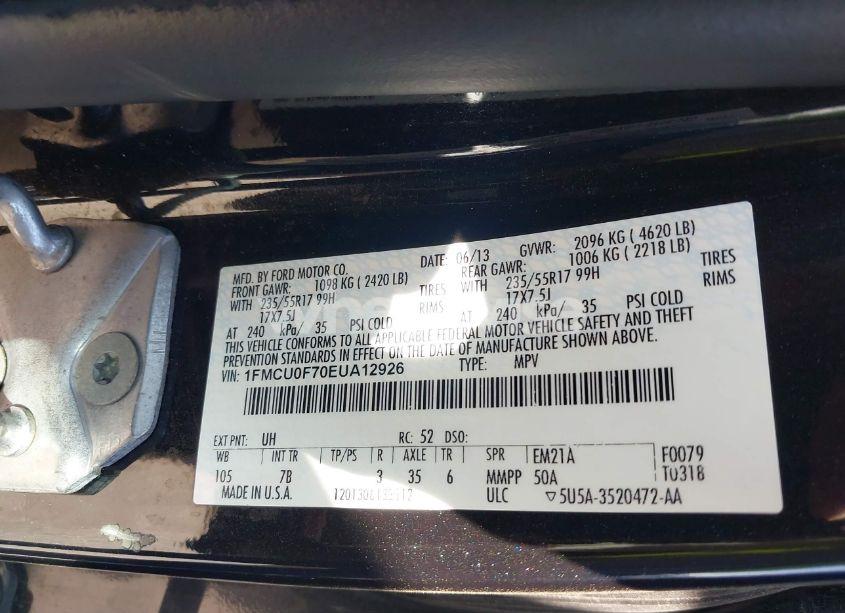 Photo 9 of 2014 Ford Escape S (VIN 1FMCU0F70EUA12926)