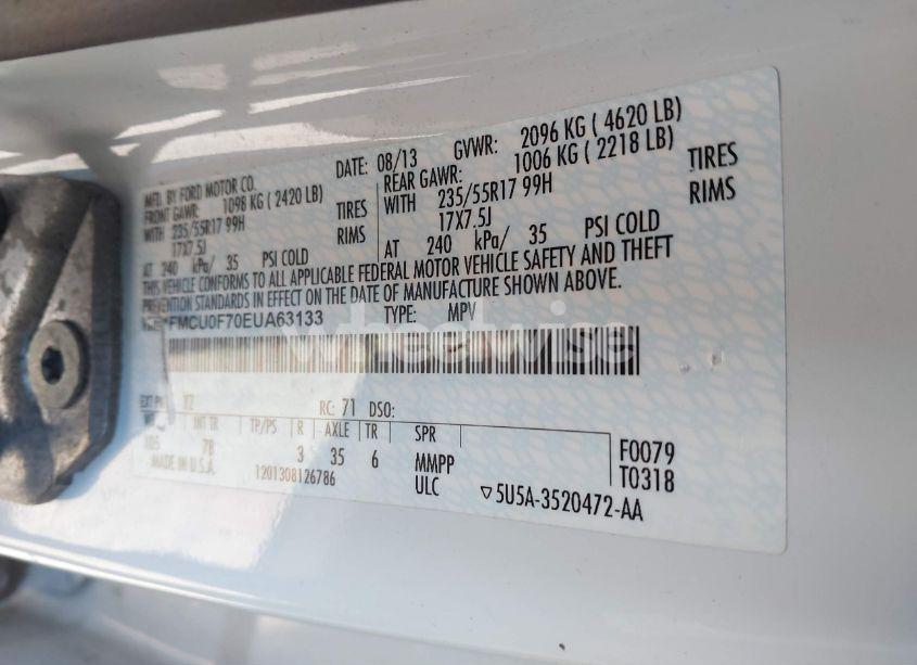 Photo 9 of 2014 Ford Escape S (VIN 1FMCU0F70EUA63133)