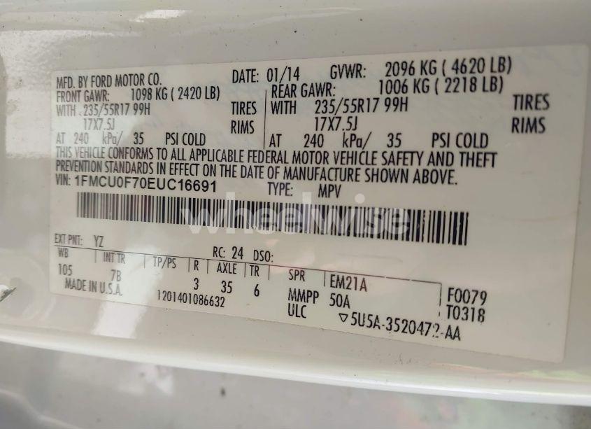 Photo 9 of 2014 Ford Escape S (VIN 1FMCU0F70EUC16691)