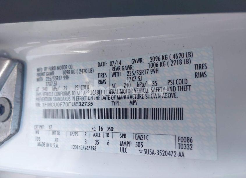 Photo 9 of 2014 Ford Escape S (VIN 1FMCU0F70EUE32735)