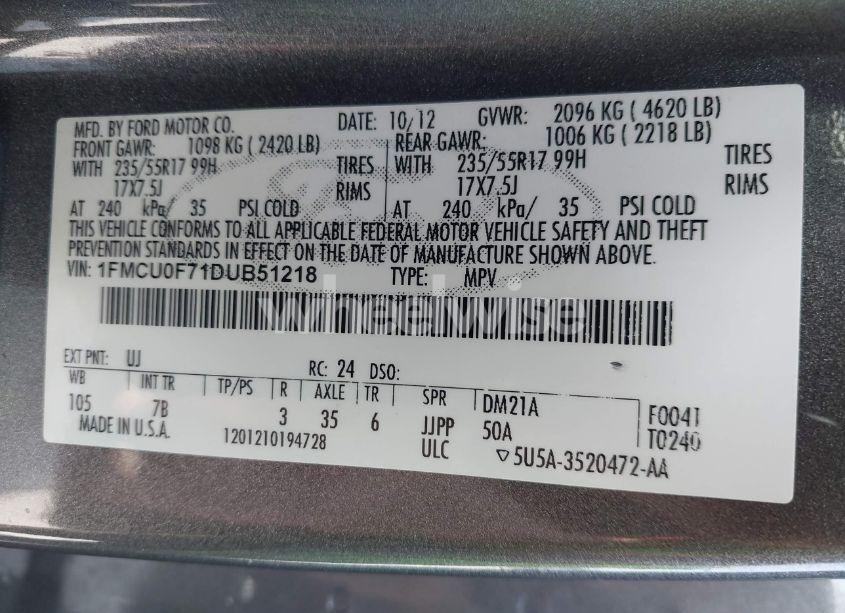 Photo 9 of 2013 Ford Escape S (VIN 1FMCU0F71DUB51218)