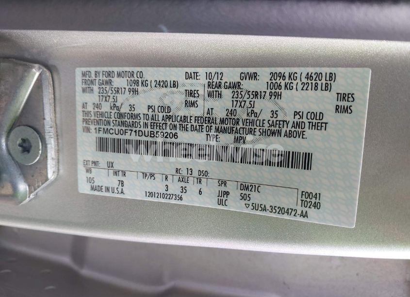 Photo 9 of 2013 Ford Escape S (VIN 1FMCU0F71DUB59206)