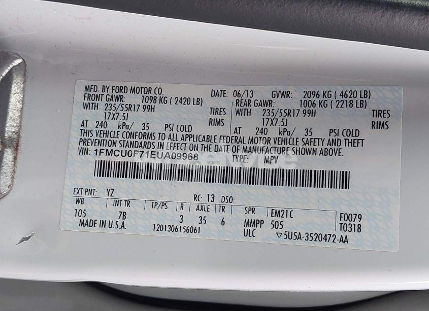Photo 9 of 2014 Ford Escape S (VIN 1FMCU0F71EUA09968)