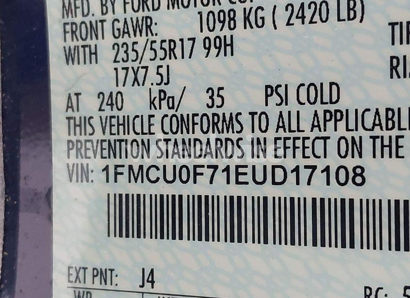 Photo 9 of 2014 Ford Escape S (VIN 1FMCU0F71EUD17108)