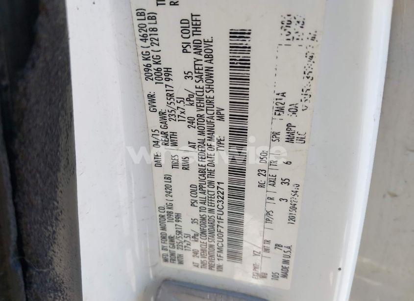 Photo 9 of 2015 Ford Escape S (VIN 1FMCU0F71FUC32271)