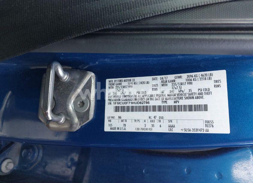 Photo 9 of 2017 Ford Escape S (VIN 1FMCU0F71HUD82786)