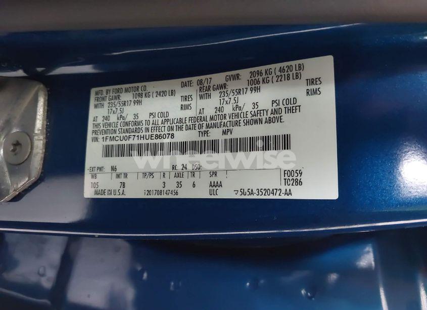 Photo 9 of 2017 Ford Escape S (VIN 1FMCU0F71HUE86078)