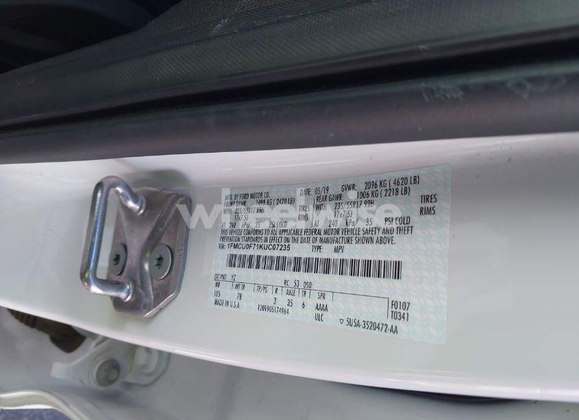 Photo 9 of 2019 Ford Escape S (VIN 1FMCU0F71KUC07235)